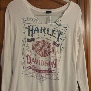 Harley-Davidson White and Black Graphic Tee